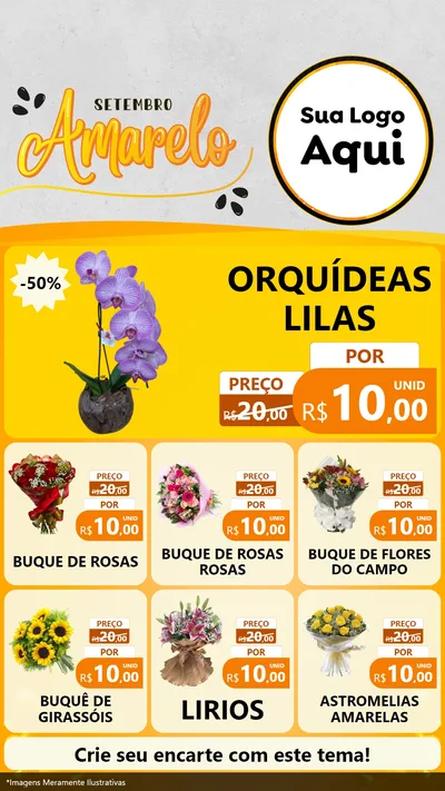 Modelo de Rede Social para Stories com o tema Setembro Amarelo para Floricultura e jardim