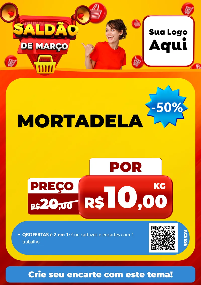Modelo de Cartaz para Cartaz A4 Vertical com o tema Saldão de Março para Frios e Laticínios