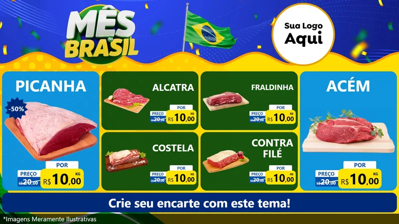 Modelo de TV para TV Horizontal com o tema Mês do Brasil para Açougue