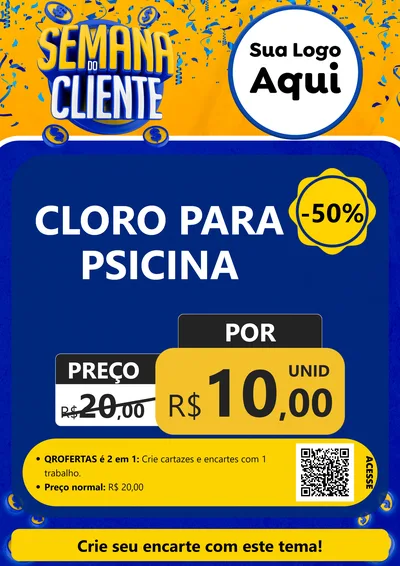 Modelo de Cartaz para Cartaz A4 Vertical com o tema Semana do Cliente para Produtos para Piscina