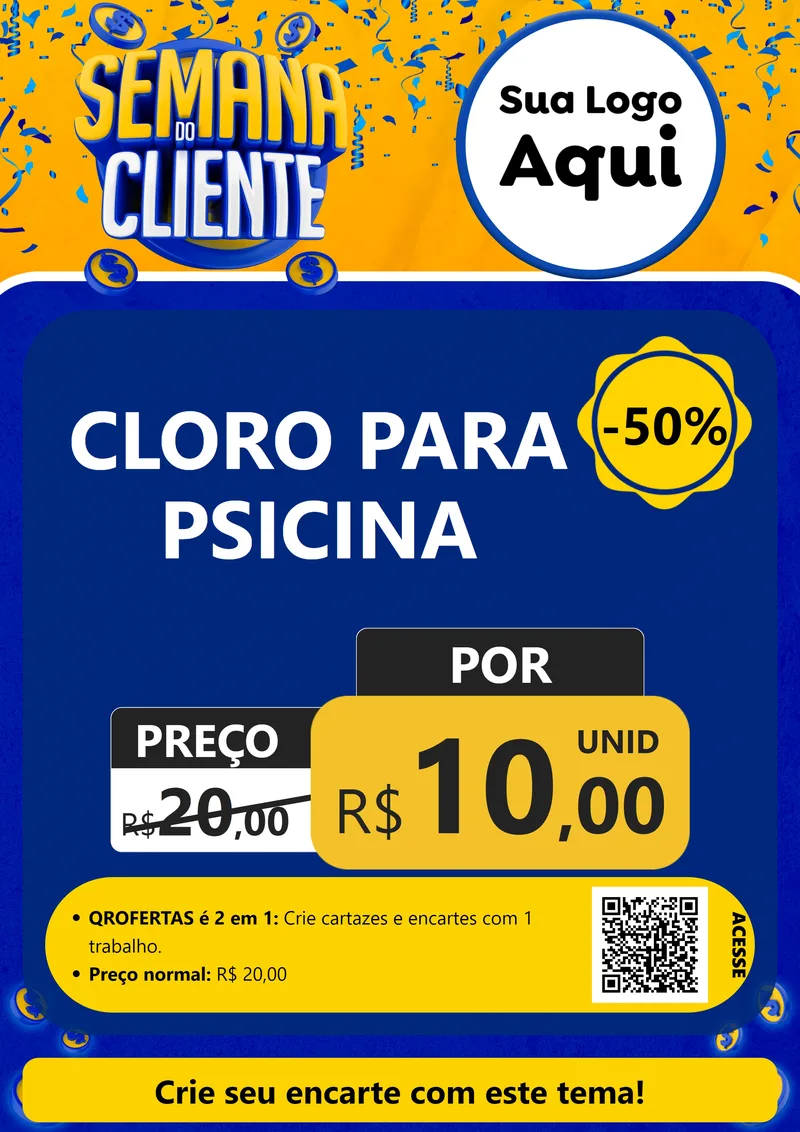 Modelo de Cartaz para Cartaz A4 Vertical com o tema Semana do Cliente para Produtos para Piscina