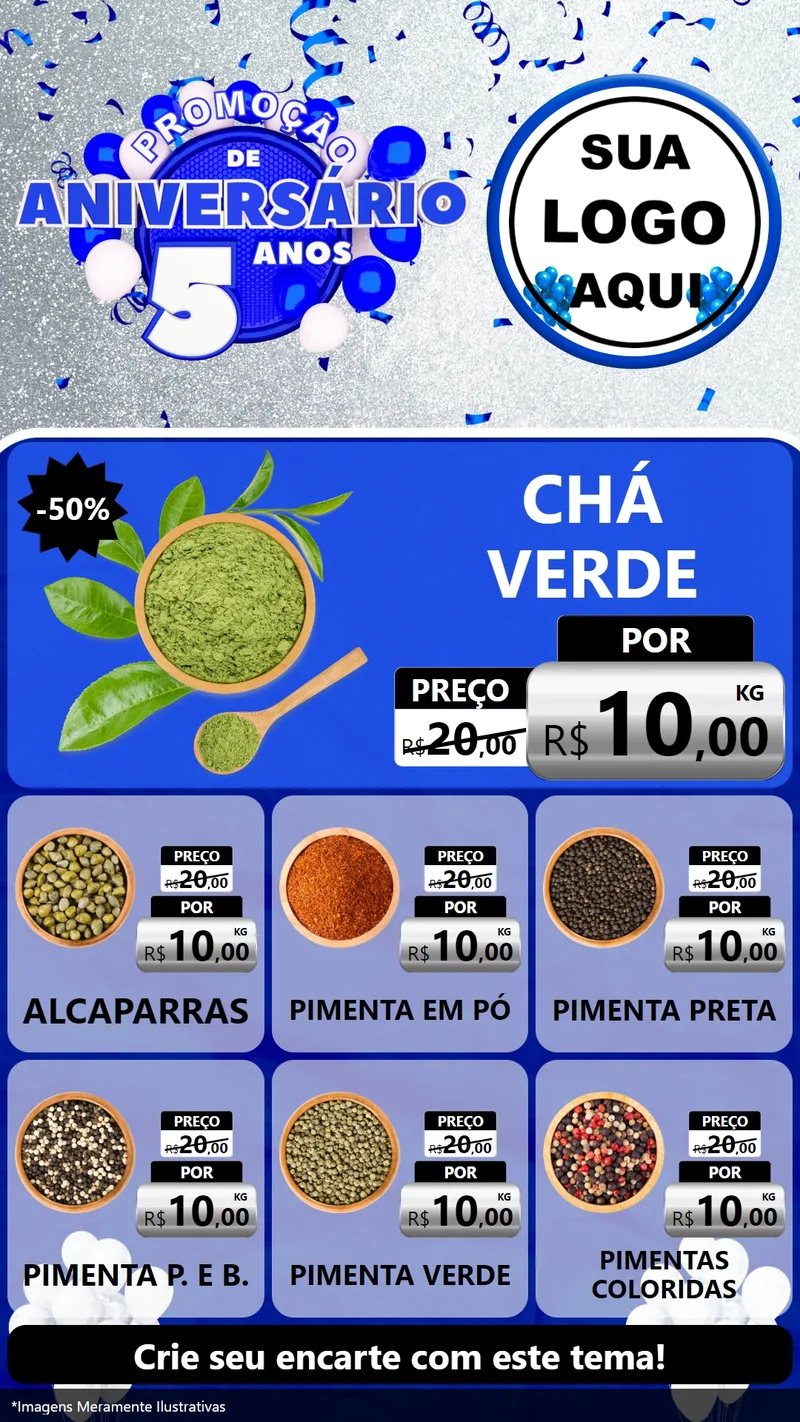 Modelo de Rede Social para Stories com o tema Promoção de Aniversário - 5 Anos para Produtos Naturais