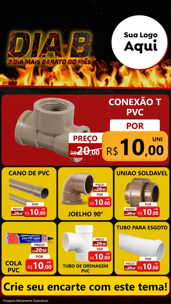 Modelo de Rede Social para Stories com o tema Dia B para Tubos e conexões