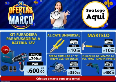 Modelo de Encarte para Encarte A4 Horizontal com o tema Ofertas de Março para Maquinas e Ferramentas