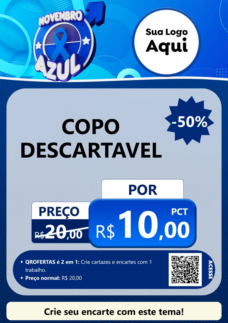 Modelo de Cartaz para Cartaz A4 Vertical com o tema Novembro Azul para Embalagens