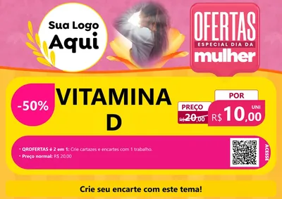 Modelo de Cartaz para Cartaz A4 Horizontal com o tema Ofertas - Especial Dia Das Mulheres para Farmácia