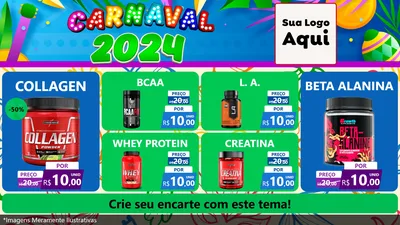 Modelo de TV para TV Horizontal com o tema Carnaval 2027 para Suplementos alimentares