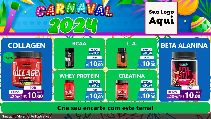 Modelo de TV para TV Horizontal com o tema Carnaval 2027 para Suplementos alimentares