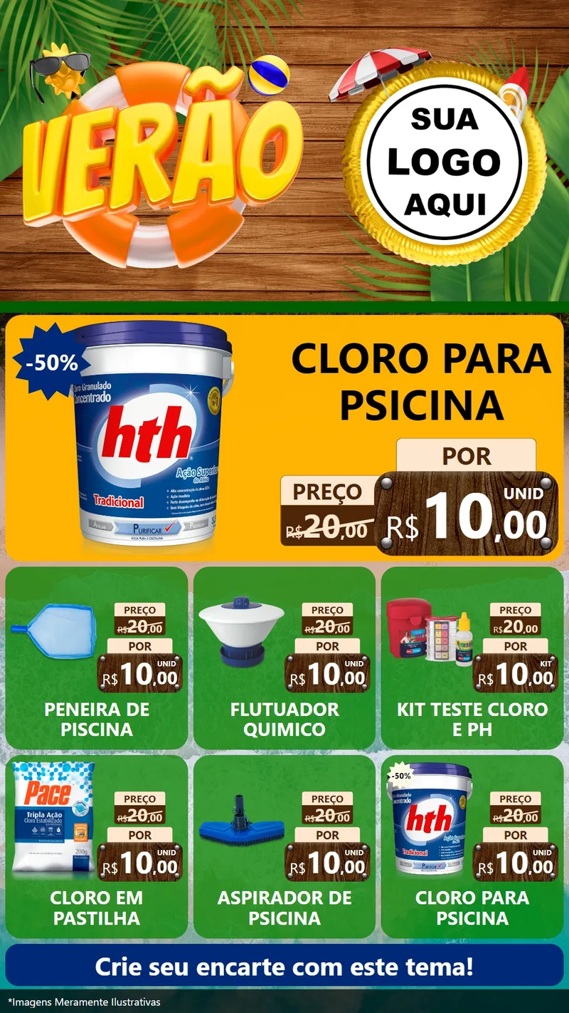 Modelo de Rede Social para Stories com o tema Verão para Produtos para Piscina