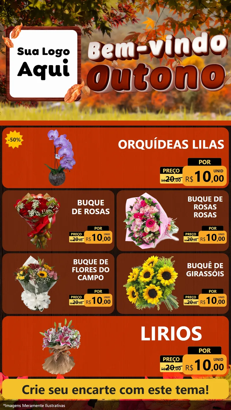 Modelo de TV para TV Vertical com o tema Bem-vindo Outono para Floricultura e jardim
