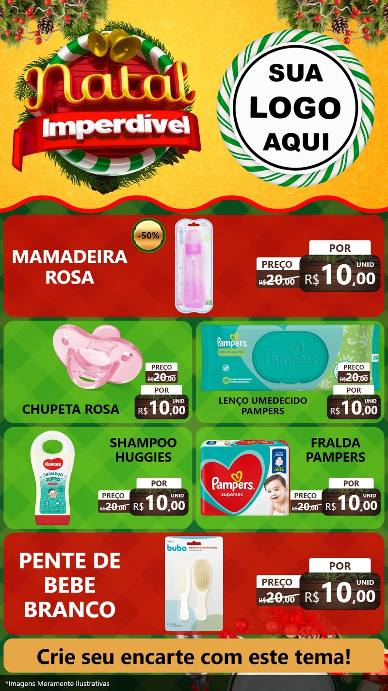 Modelo de TV para TV Vertical com o tema Natal Imperdível para Bebês