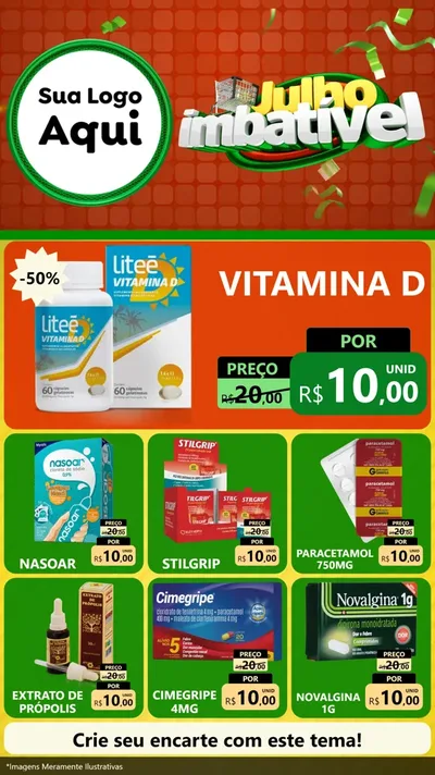 Modelo de Rede Social para Stories com o tema Julho Imbatível para Farmácia