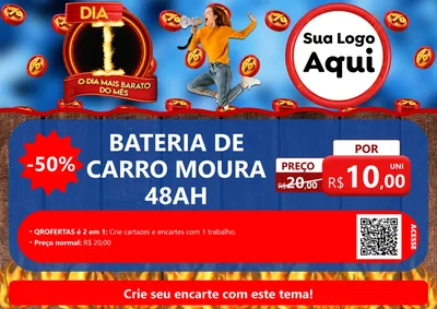 Modelo de Cartaz para Cartaz A4 Horizontal com o tema Dia I - O Dia Mais Barato Do Mês para Baterias Elétricas