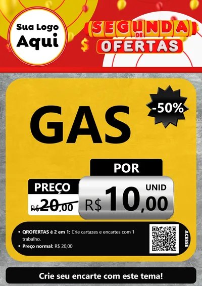 Modelo de Cartaz para Cartaz A4 Vertical com o tema Segunda de Ofertas para Água e gás