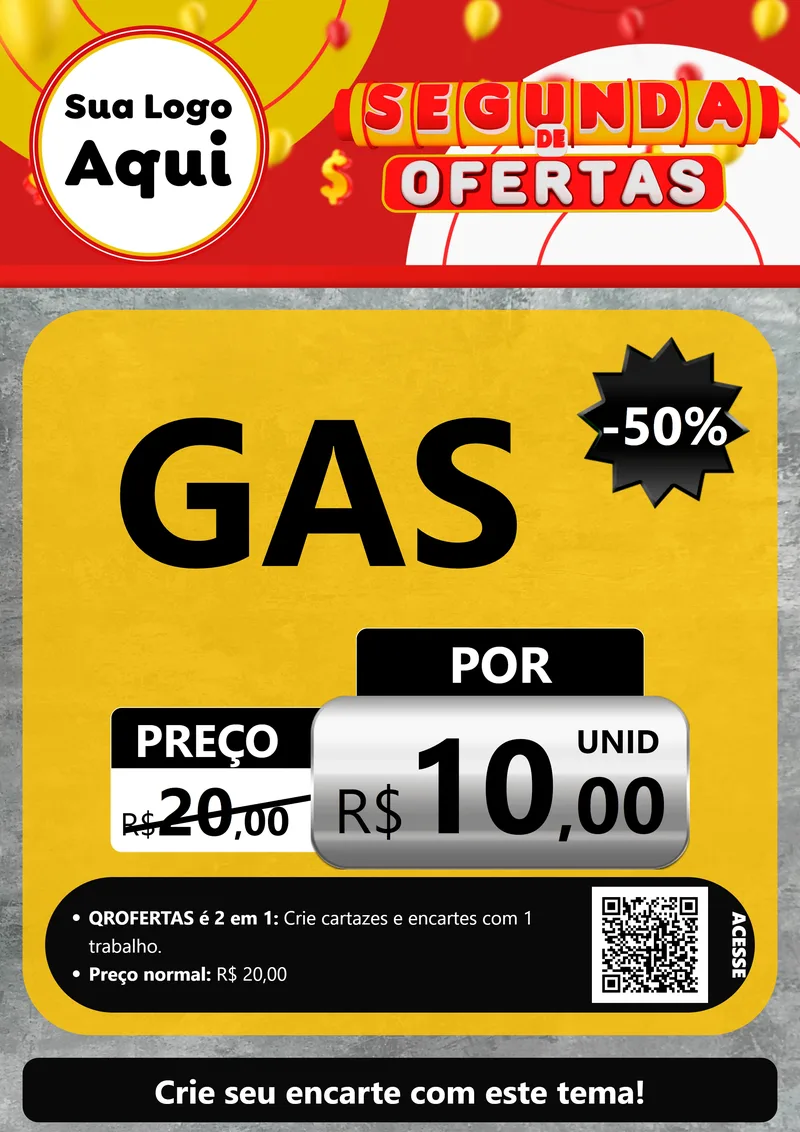 Modelo de Cartaz para Cartaz A4 Vertical com o tema Segunda de Ofertas para Água e gás
