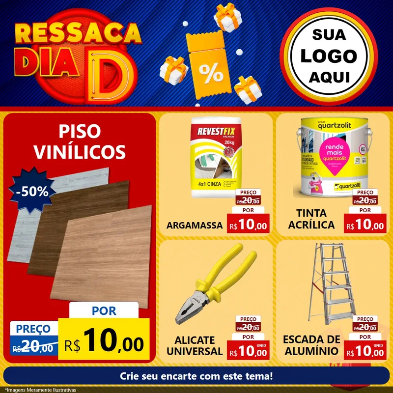 Modelo de Rede Social para Feed Facebook com o tema Ressaca Dia D para Material para Construção