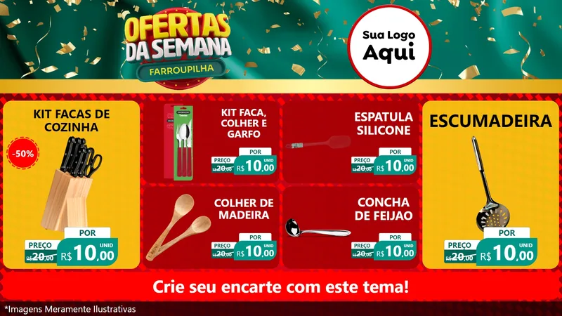 Modelo de TV para TV Horizontal com o tema Ofertas da Semana Farroupilha para Utilidades Domésticas