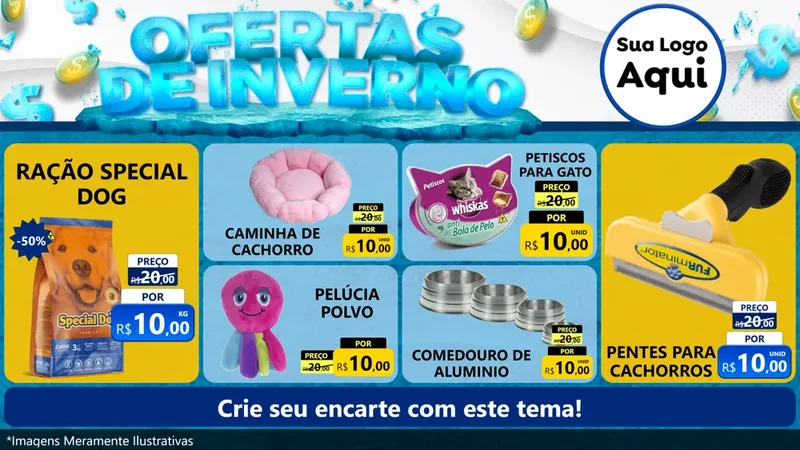 Modelo de TV para TV Horizontal com o tema Ofertas de Inverno para Pet Shop