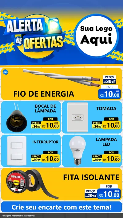 Modelo de TV para TV Vertical com o tema Alerta de Ofertas para Materiais Elétricos