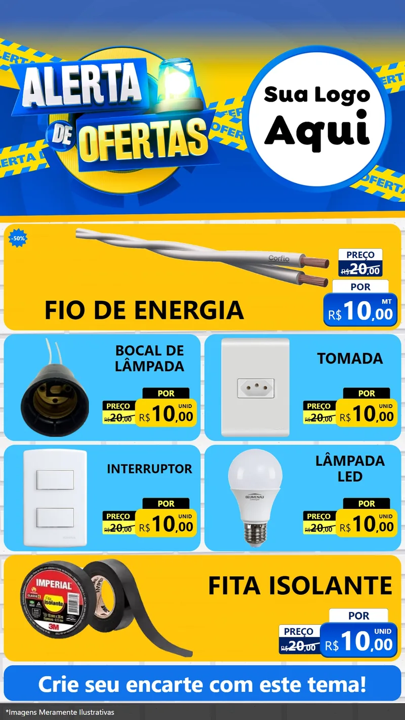Modelo de TV para TV Vertical com o tema Alerta de Ofertas para Materiais Elétricos