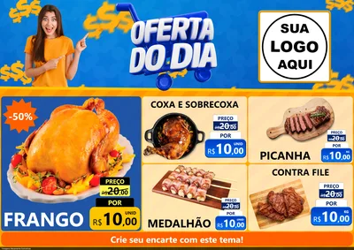 Modelo de Encarte para Encarte A4 Horizontal com o tema Oferta do Dia para Assados