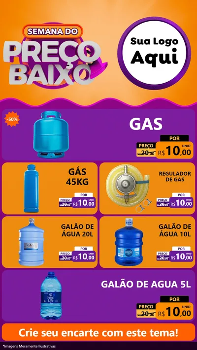 Modelo de TV para TV Vertical com o tema Semana do Preço Baixo para Água e gás