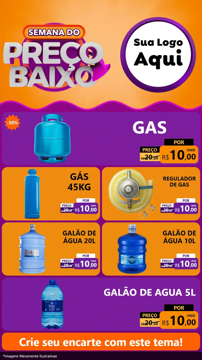Modelo de TV para TV Vertical com o tema Semana do Preço Baixo para Água e gás