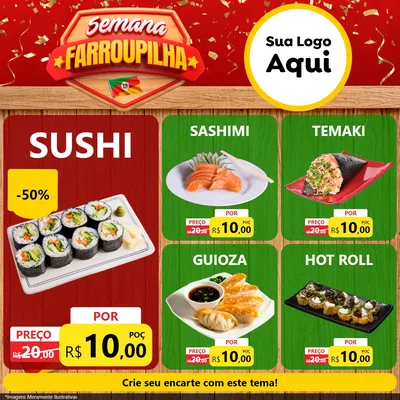 Modelo de Rede Social para Feed Facebook com o tema Semana Farroupilha para Comida japonesa