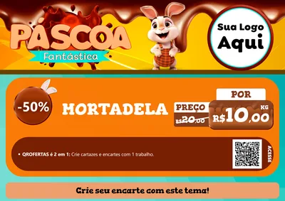 Modelo de Cartaz para Cartaz A4 Horizontal com o tema Páscoa Fantástica para Frios e Laticínios