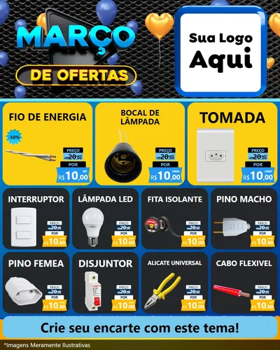 Modelo de Rede Social para Feed Instagram com o tema Março de Ofertas para Materiais Elétricos