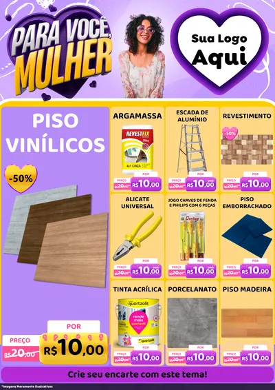 Modelo de Encarte para Encarte A4 Vertical com o tema Para Você, Mulher para Material para Construção