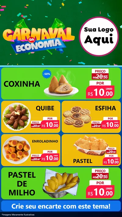 Modelo de TV para TV Vertical com o tema Carnaval da Economia para Salgadaria
