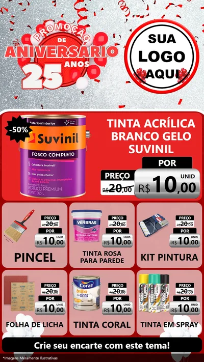 Modelo de Rede Social para Stories com o tema Promoção de Aniversário - 25Anos para Tintas e Ferramentas