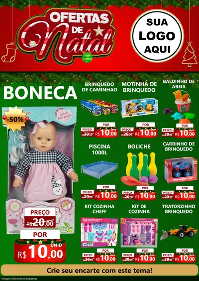 Modelo de Encarte para Encarte A4 Vertical com o tema Ofertas de Natal para Brinquedos