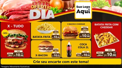 Modelo de TV para TV Horizontal com o tema Ofertas do Dia para Hamburgueria