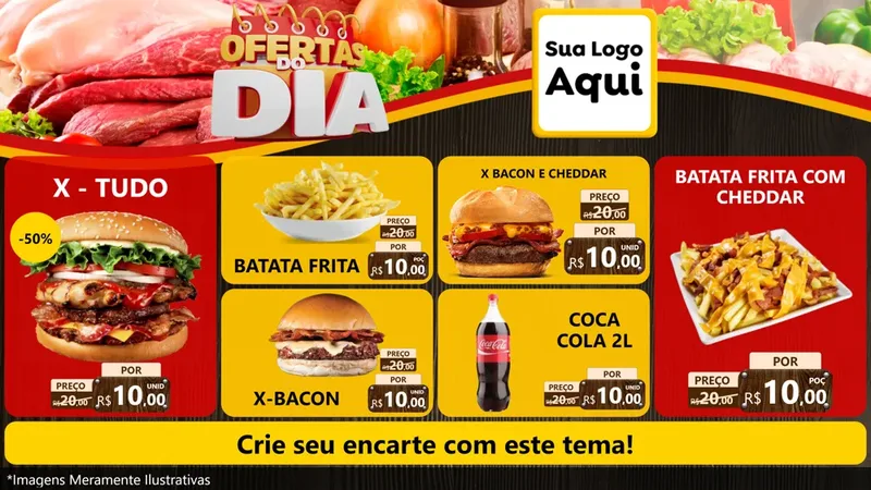 Modelo de TV para TV Horizontal com o tema Ofertas do Dia para Hamburgueria