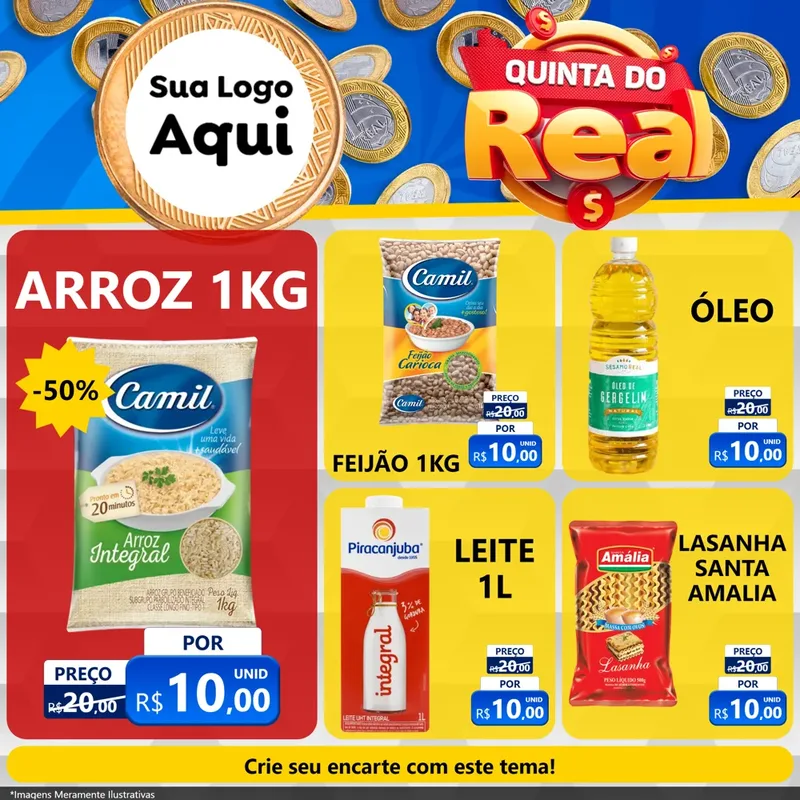 Modelo de Rede Social para Feed Facebook com o tema Quinta do Real para Supermercado