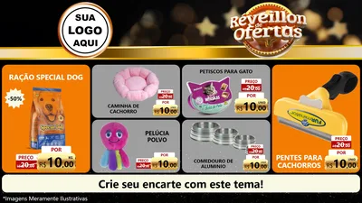 Modelo de TV para TV Horizontal com o tema Réveillon de Ofertas para Pet Shop