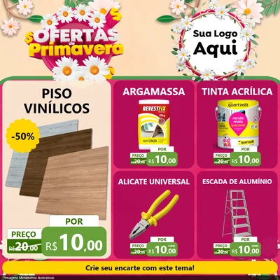 Modelo de Rede Social para Feed Facebook com o tema Ofertas de Primavera para Material para Construção