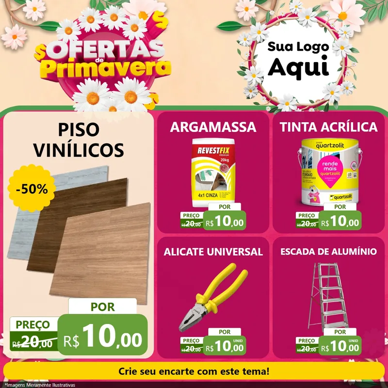 Modelo de Rede Social para Feed Facebook com o tema Ofertas de Primavera para Material para Construção