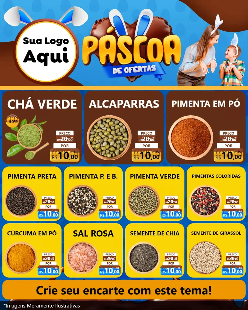 Modelo de Rede Social para Feed Instagram com o tema Páscoa de Ofertas para Produtos Naturais