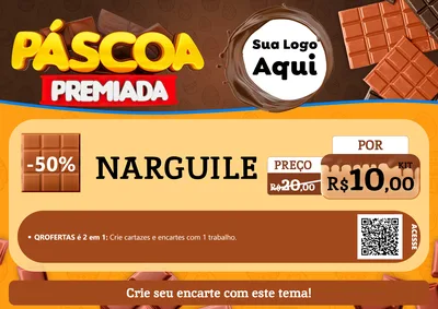 Modelo de Cartaz para Cartaz A4 Horizontal com o tema Páscoa Premiada para Tabacaria