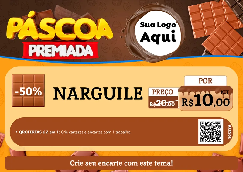 Modelo de Cartaz para Cartaz A4 Horizontal com o tema Páscoa Premiada para Tabacaria