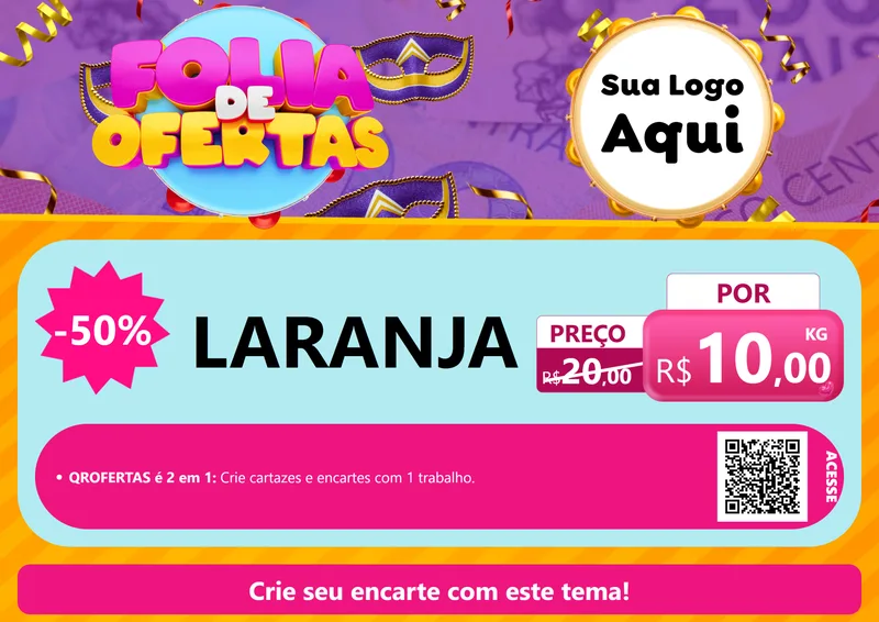 Modelo de Cartaz para Cartaz A4 Horizontal com o tema Folia de Ofertas para Hortifrúti