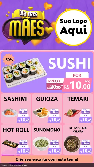 Modelo de Rede Social para Stories com o tema Dia das Mães para Comida japonesa
