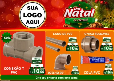 Modelo de Encarte para Encarte A4 Horizontal com o tema Um Natal de Ofertas para Tubos e conexões