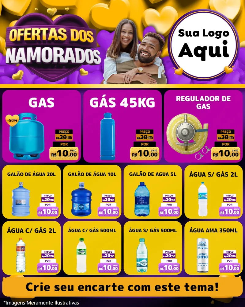 Modelo de Rede Social para Feed Instagram com o tema Oferta Dos Namorados para Água e gás