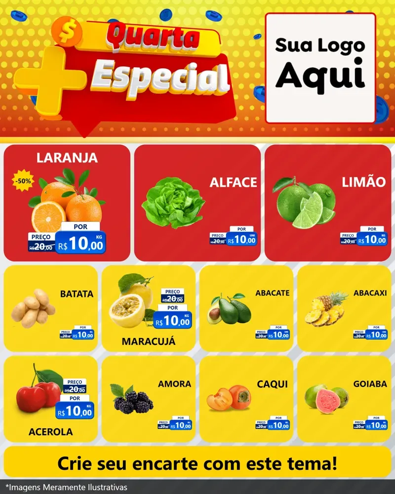 Modelo de Rede Social para Feed Instagram com o tema Quarta Mais Especial para Hortifrúti