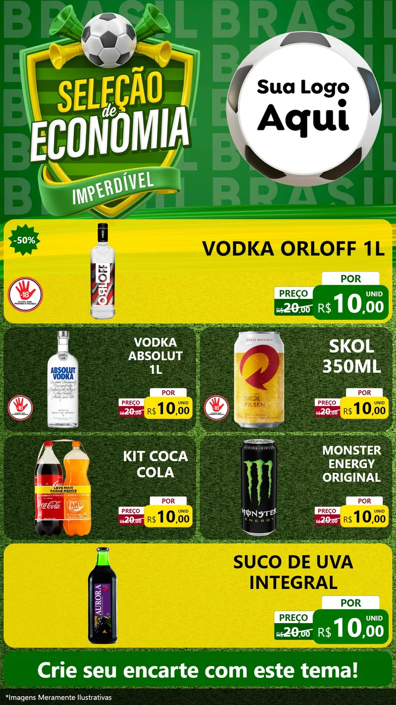 Modelo de TV para TV Vertical com o tema Seleção de Economia - Copa para Distribuidora de bebidas