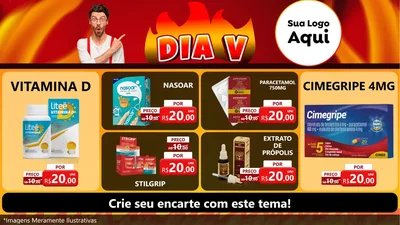 Modelo de TV para TV Horizontal com o tema Dia V para Farmácia